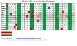 Calendário 2012 Portugal