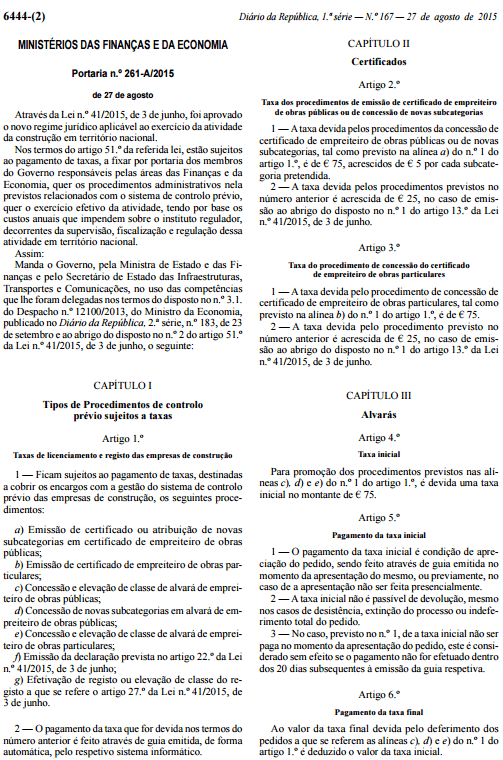 Taxas Construção Civil 2015