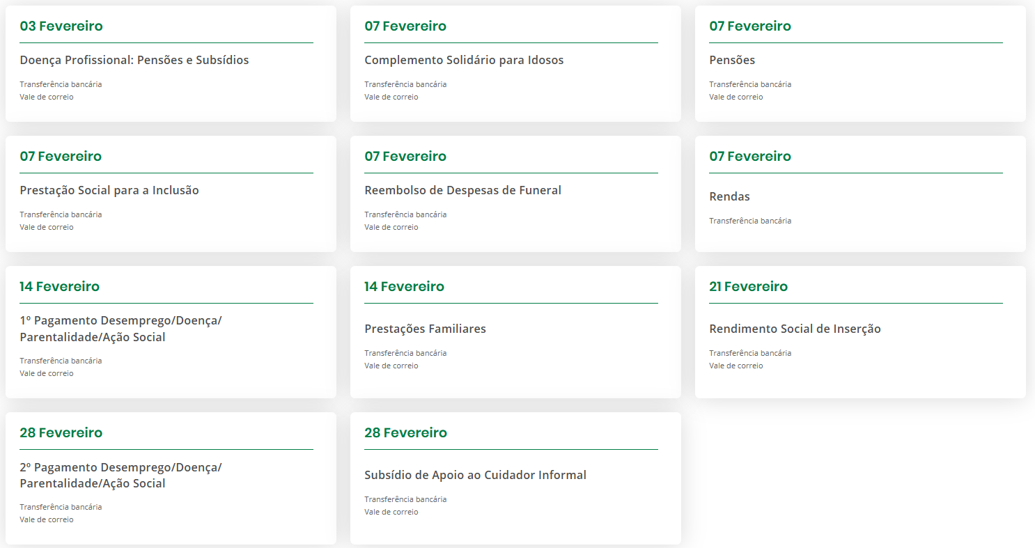 Datas de Pagamento das Prestações Sociais – Fevereiro de 2025